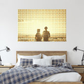 Tech Black&Oranje Halftone Effect Couple Beach Canvas Afdruk (Insitu (Slaapkamer))