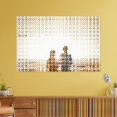 Tech Black&Oranje Halftone Effect Couple Beach Canvas Afdruk (Insitu (Woonkamer))