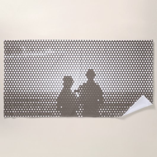 Tech Black&White Halftone Effect Couple op strand Strandlaken (Voorkant)