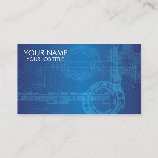 Tech Blue | Minimalistische moderne tech QR-code Visitekaartje (Voorkant)