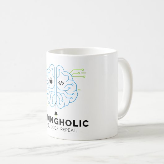 Tech Brain Codeermok voor programmeurs en codeurs Koffiemok (Voorkant rechts)