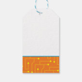 Tech Circuit Board sinaasappel geel NAAM Modern Fu Cadeaulabel (Achterkant)