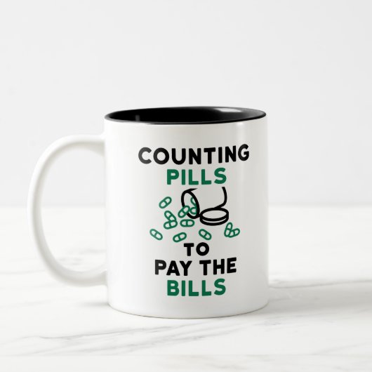 Tech Counting Pills to Pay the Bills Tweekleurige Koffiemok (Links)
