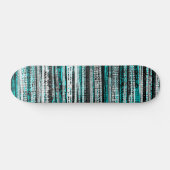 Tech Decay - Zwart en Wit op Cyaan Skateboard (Horizontaal)