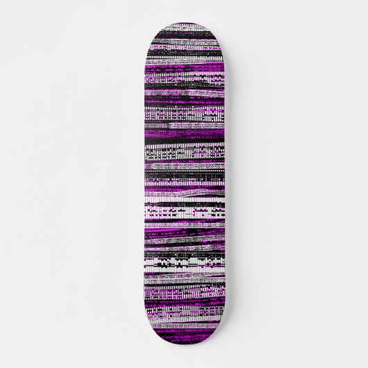 Tech Decay - Zwart en Wit op Magenta Persoonlijk Skateboard (Voorkant)