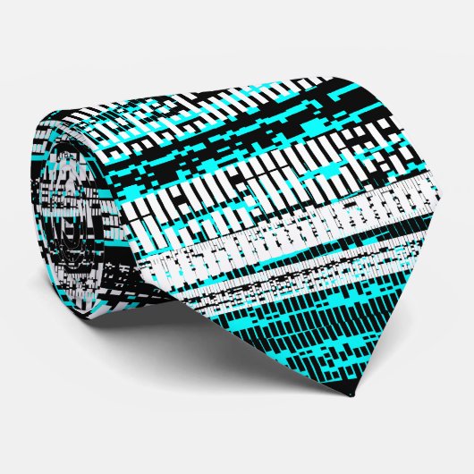 Tech Decay - zwart, wit en cyaan Stropdas (Opgerold)