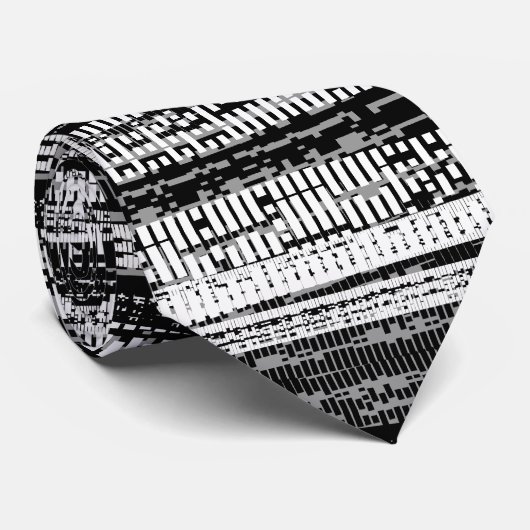 Tech Decay - zwart, wit en grijs Stropdas (Opgerold)