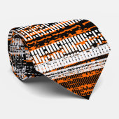 Tech Decay - zwart, wit en Oranje Stropdas (Opgerold)