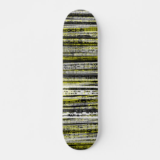 Tech Decay - zwart-wit op geel Skateboard (Voorkant)