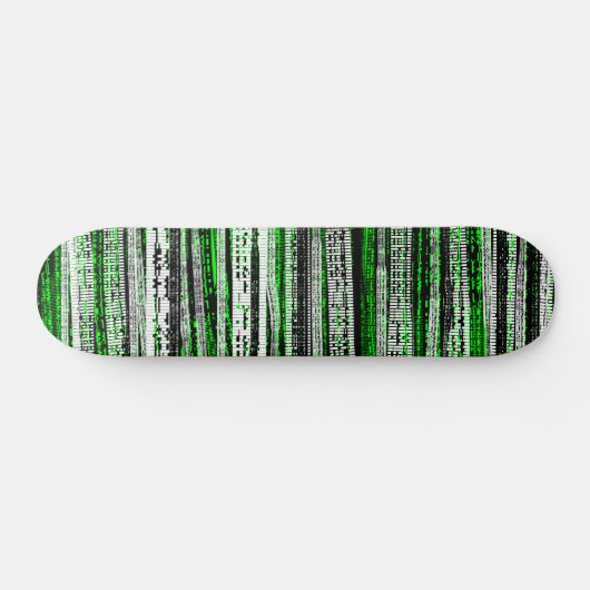 Tech Decay - zwart-wit op groen Skateboard (Horizontaal)