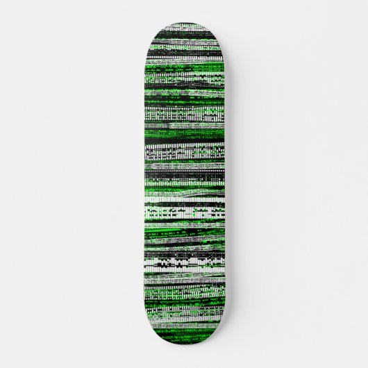 Tech Decay - zwart-wit op groen Skateboard (Voorkant)