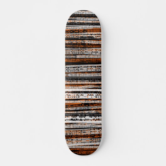 Tech Decay - zwart-wit op Oranje Persoonlijk Skateboard (Voorkant)