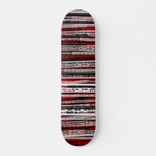 Tech Decay - zwart-wit op rood Skateboard (Voorkant)
