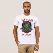 Tech-Demon Data Dragon T-Shirt | Cyberpunk Oni Mas (Voorkant volledig)
