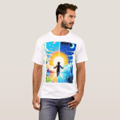 Tech en Natuur Harmony - 8-bit Pixel Art T-shirt (Voorkant volledig)