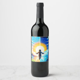 Tech en Natuur Harmony - 8-bit Pixel Art Wijn Etiket