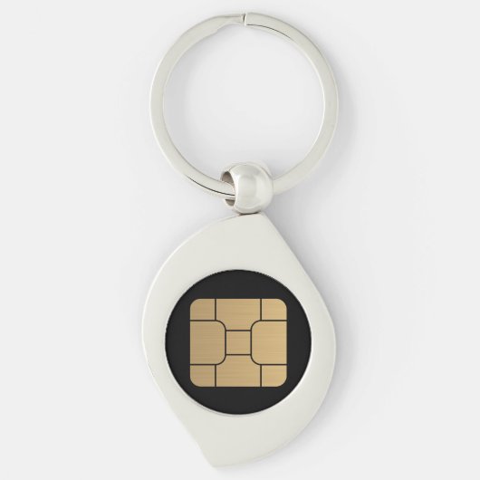 Tech Faux Gold SIM Kaart Mega Formaat Grappig Sleutelhanger (Voorkant)