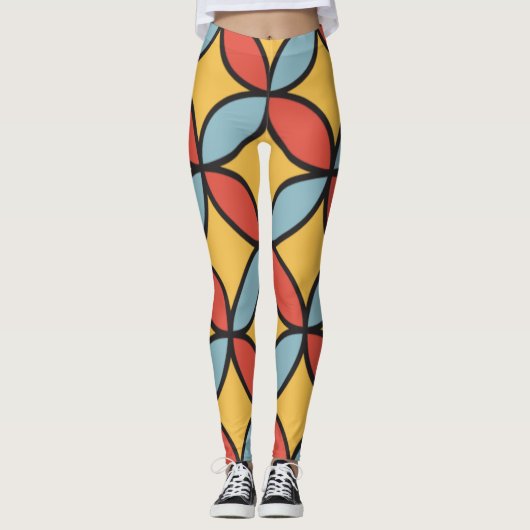 Tech-geïnspireerde Bold UI Pattern Leggings (Voorkant)