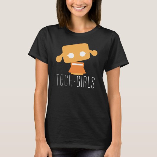 Tech Girls Black T-shirt met Oranje dot (Voorkant)