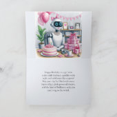 Tech Girls Roze Sparkle Robot Verjaardag Kaart (Binnen)