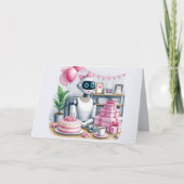 Tech Girls Roze Sparkle Robot Verjaardag Kaart (Voorkant)