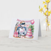 Tech Girls Sparkle STEM Robot Verjaardag Kaart (Gele Bloem)