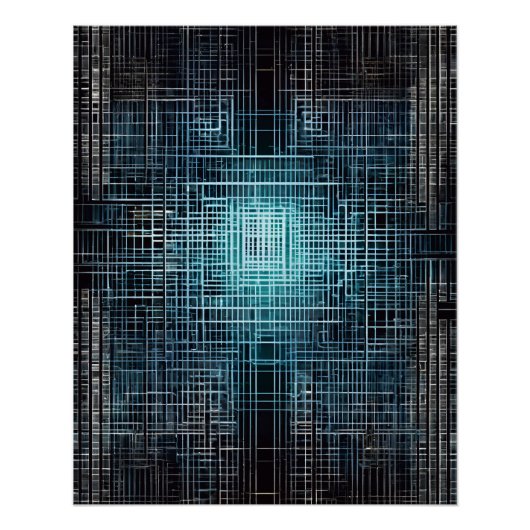 Tech Grid: Slanke digitale kunst Perfect Poster (Voorkant)