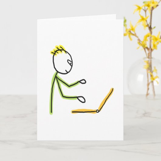 Tech Guy Stickman Kaart (Gele Bloem)