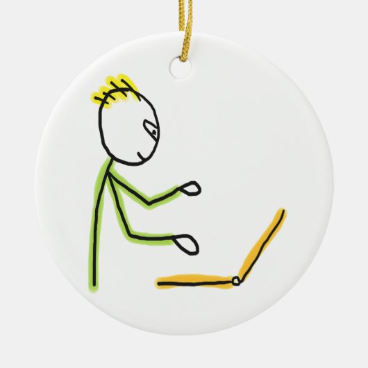 Tech Guy Stickman Keramisch Ornament (Voorkant)