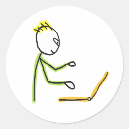 Tech Guy Stickman Ronde Sticker