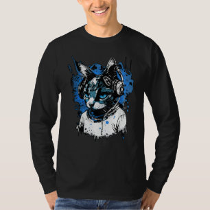 Tech House Dj Kat Regenboog Koptelefoon Muziek T-shirt