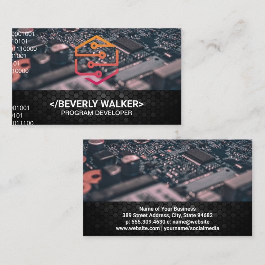 Tech-Logo | Binair Visitekaartje (Voorkant / Achterkant)