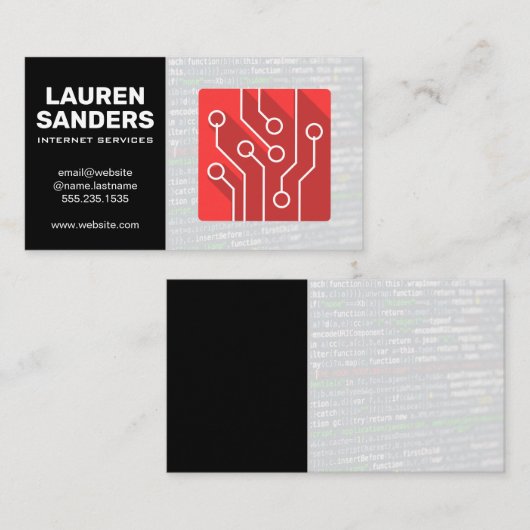 Tech-Logo | Moderne codering Visitekaartje (Voorkant / Achterkant)