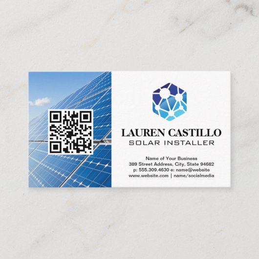 Tech-Logo | Zonnepanelen | QR-Visitekaartje Visitekaartje (Voorkant)