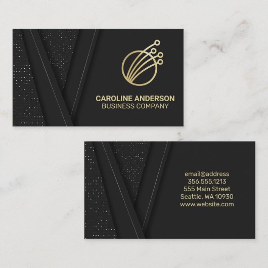 Tech-Logo | Zwart luxe goud Visitekaartje (Voorkant / Achterkant)