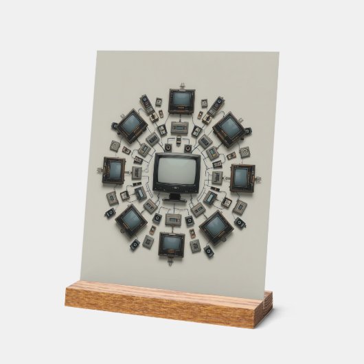 Tech Mandala: A Fusion of Eras Acryl Bord (Hoek)