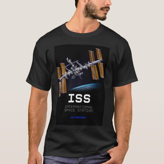 Tech Mannen ISS Internationaal ruimtestation zwart T-shirt (Voorkant)