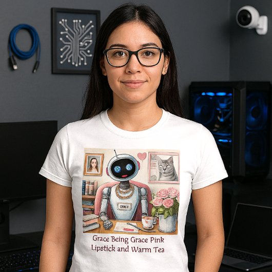 Tech Meisjes AI Robot Roze Glitter T-shirt