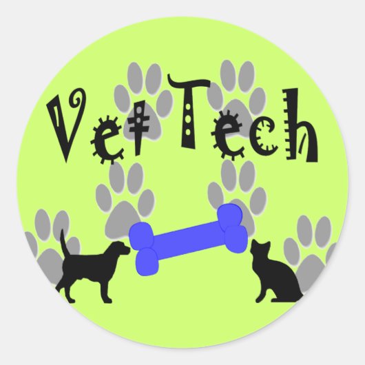 TECH met honden Ronde Sticker (Voorkant)