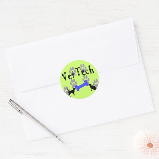 TECH met honden Ronde Sticker (Envelop)