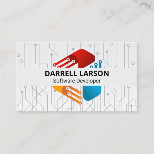 Tech Modern Logo | Circuitry Visitekaartje (Voorkant)