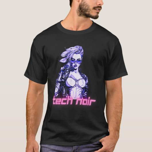 Tech Noir Cyberpunk Meisje T-shirt (Voorkant)