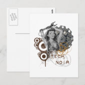 Tech noir pulp steampunk dame briefkaart (Voorkant / Achterkant)
