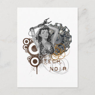 Tech noir pulp steampunk dame briefkaart