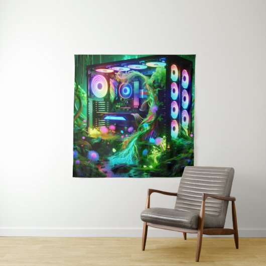 Tech Oerwoud: Natuur ontmoet Neon in de wereld van Wandkleed (In situ)