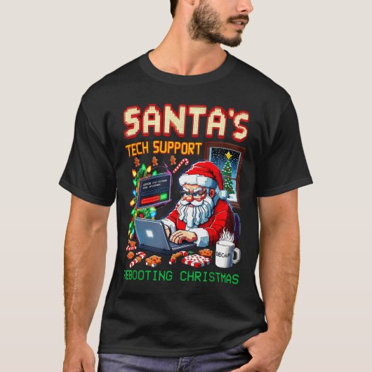 Tech Pixel Support Santa's Rebooting T-shirt (Voorkant)