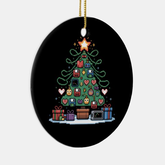 Tech Programming Retro Gaming Christmas Tree Geek Keramisch Ornament (Rechts)