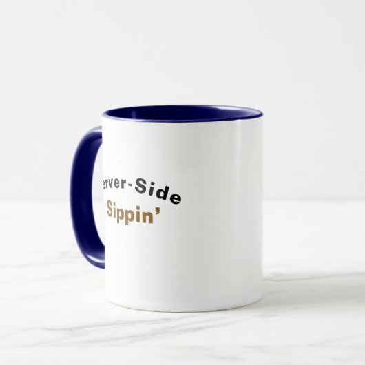 Tech‑Pun Design Mok — “Server‑side" Grap Cadeau (Voorkant links)