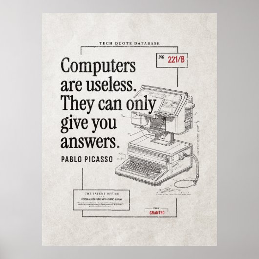 Tech Quote Sarcastische nutteloze computers tekene Poster (Voorkant)