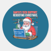 Tech Santa Rebooting s Support Smile Ronde Sticker (Voorkant)